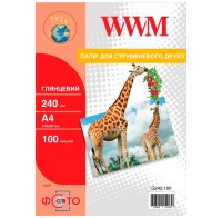 Фотобумага WWM, глянцевая, A4, 240 г м2, 100 л, High White Series (G240.100)