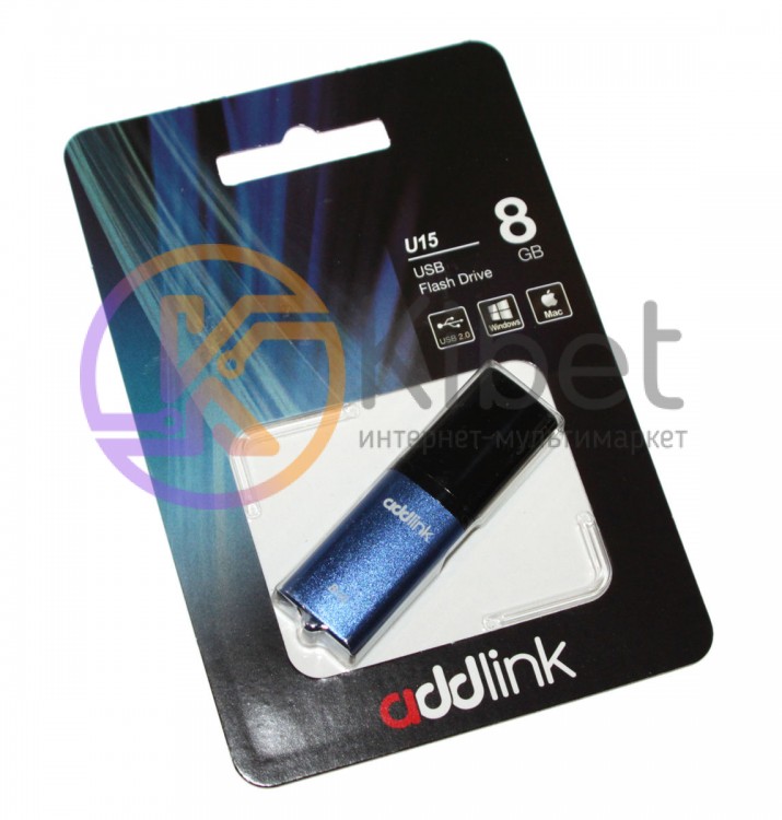 USB Флеш накопитель 8Gb AddLink U15 Blue AD08GBU15B2