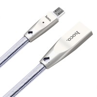 Кабель USB - microUSB, Hoco Zinc Alloy Jelly knitted, Silver, 2 м (U9)