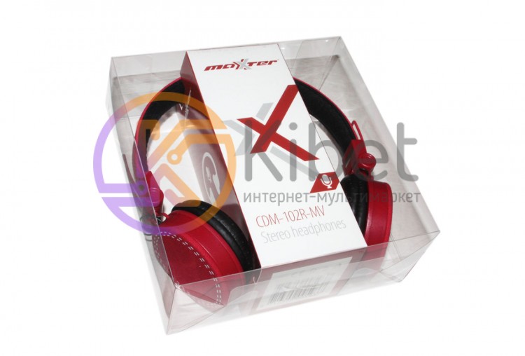Гарнитура Maxxter CDM-102R-MV Red, Mini jack (3.5 мм), накладные, кабель 1.2 м
