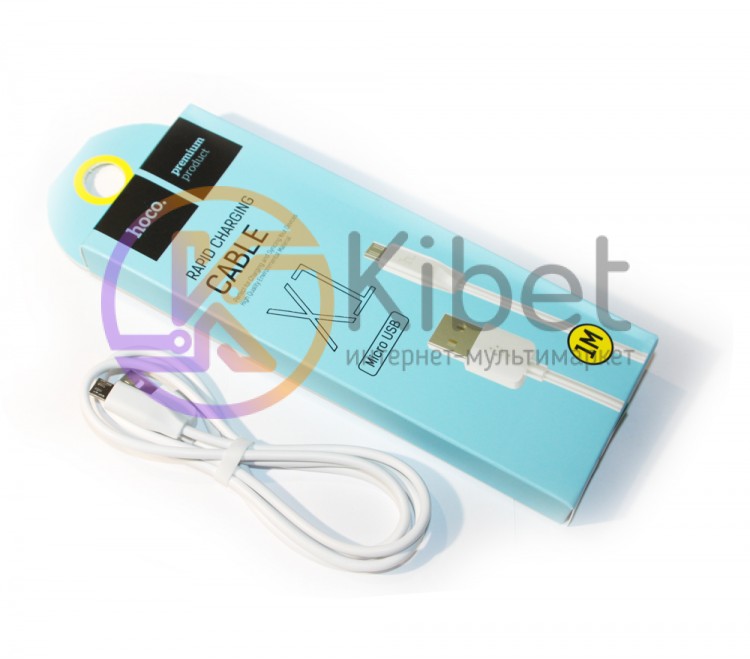 Кабель USB - microUSB, Hoco X1, 1 м, White