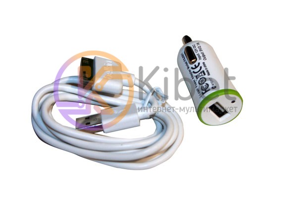 Автомобильное зарядное устройство Belkin, White, 1xUSB, 2.1A, кабель USB - iPh