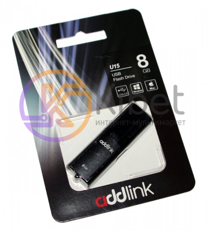 USB Флеш накопитель 8Gb AddLink U15 Grey AD08GBU15G2