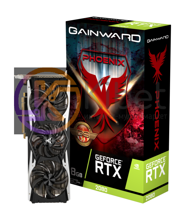 Видеокарта GeForce RTX 2080 OC, Gainward, Phoenix 'GS', 8Gb DDR6, 256-bit, HDMI