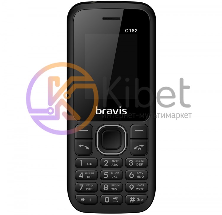 Мобильный телефон Bravis C182 Simple Black, 2 Sim, 1.77' (160x120), MicroSD, BT,