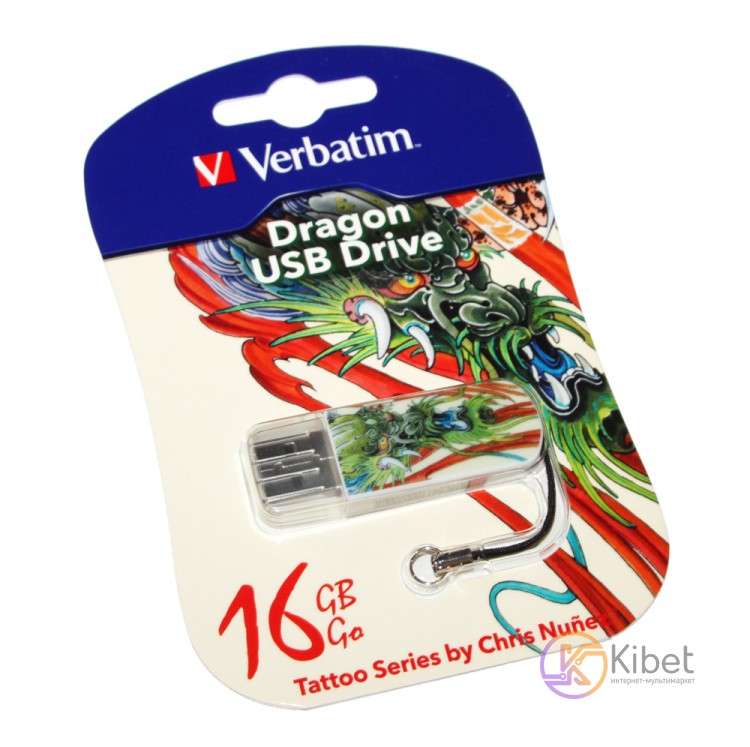 USB Флеш накопитель 16Gb Verbatim Store'N'Go Mini Tattoo Dragon 49888