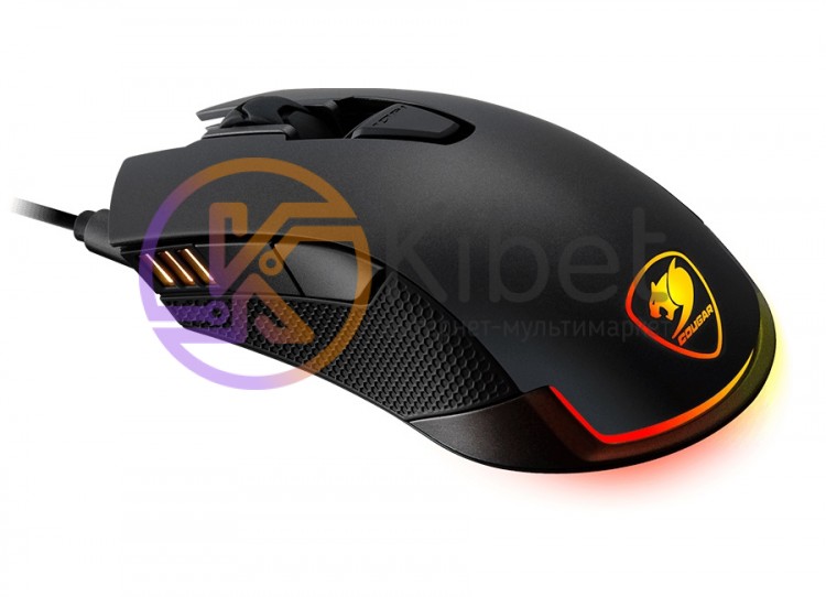 Мышь Cougar Revenger Black, USB, игровая, 12000 dpi, RGB подсветка