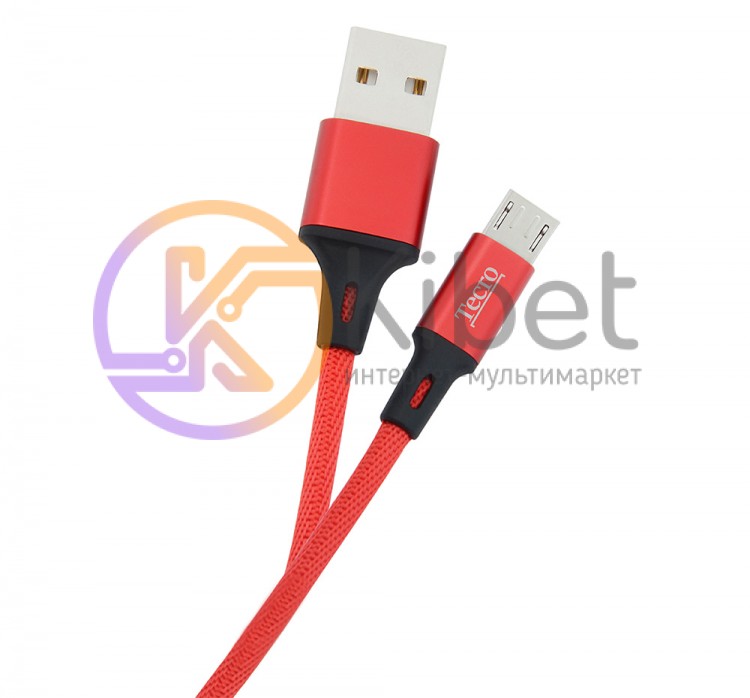 Кабель USB - micro USB 1 м Tecro Red (MU-0100RD)