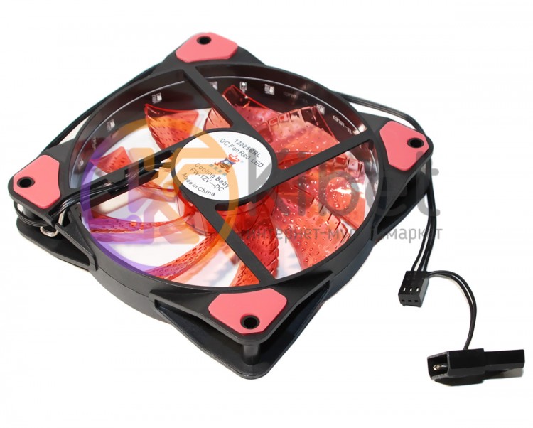 Вентилятор 120 мм, Cooling Baby 12025BRL, Black, 120x120x25 мм, Red LED подсветк