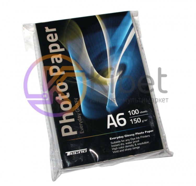 Фотобумага Tecno, глянцевая, A6 (10x15), 150 г м2, 100 л, Value pack