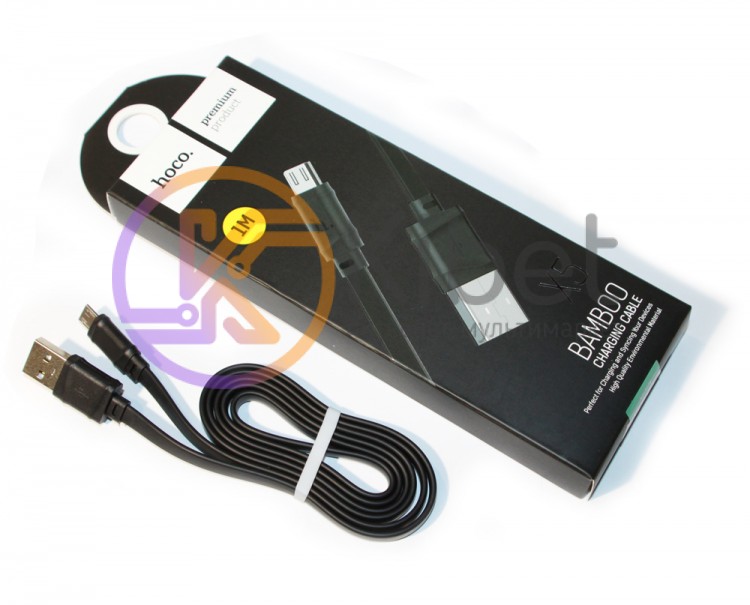 Кабель USB - microUSB, Hoco X5 Bamboo, 1 м, Black