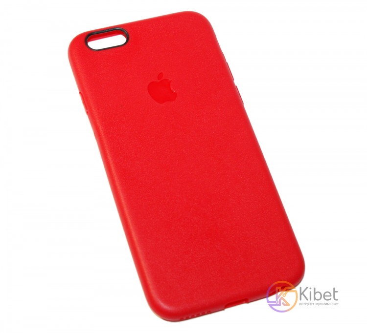 Накладка силиконовая для смартфона Apple iPhone 6, прорезиненная, под кожу, Red