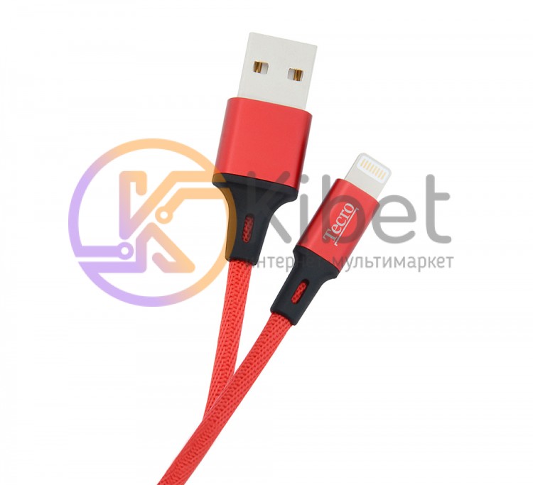 Кабель USB 2.0 - 1.0м AM Lightning Tecro LT-0100RD Red