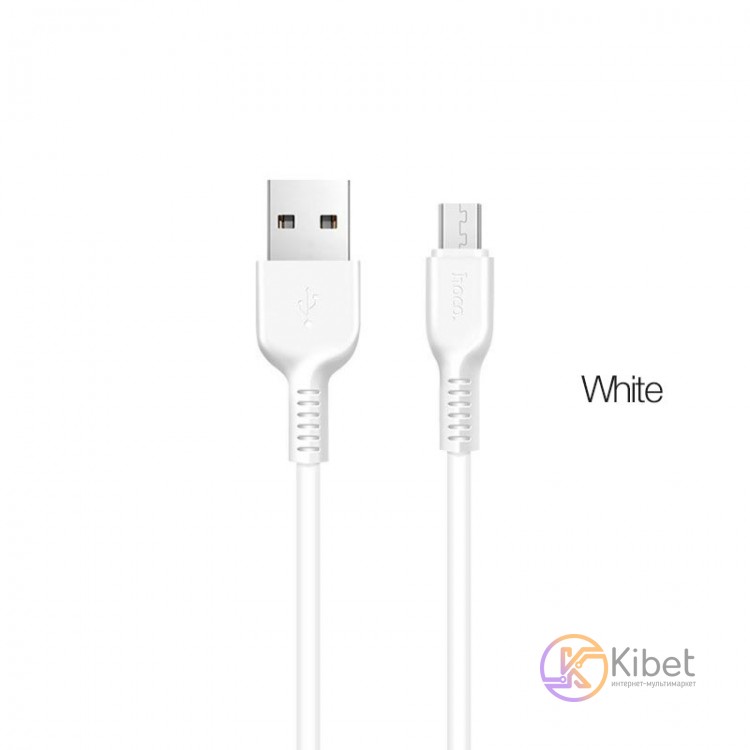 Кабель USB - microUSB, Hoco Flash charged, White, 1 м (X20)