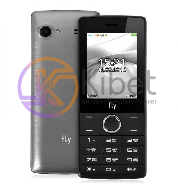 Мобильный телефон FLY FF244 Dark Grey, 2 Sim, 2.4' (240х320) TFT, microSD (max 1