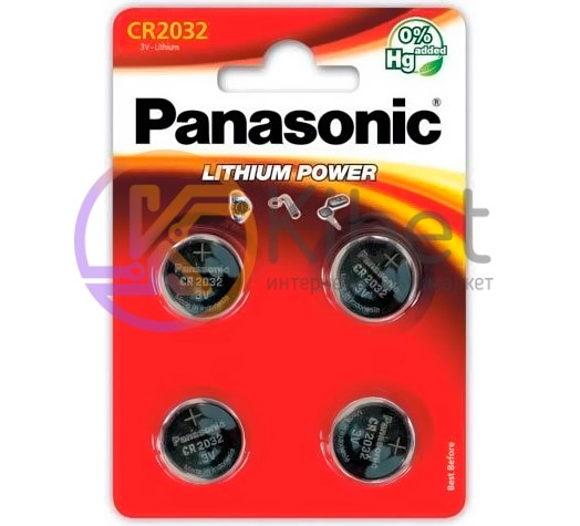 Батарейки CR-2032, Panasonic, 4 шт, Blister (CR-2032EL 4B)