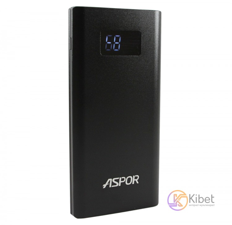 Универсальная мобильная батарея 10000 mAh, Aspor A387S (2.4A, 2USB) Black