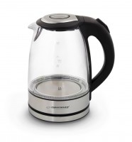 Чайник Esperanza 'Yosemite', Black Silver, 2200 Вт, 1.7 л, дисковый, стекло, фил