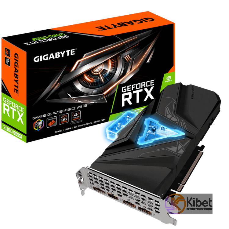 Видеокарта GeForce RTX 2080 SUPER, Gigabyte, GAMING OC WATERFORCE WB, 8Gb DDR6,