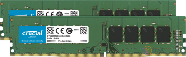 Модуль памяти 4Gb x 2 (8Gb Kit) DDR4, 2400 MHz, Crucial, CL17, 1.2V (CT2K4G4DFS8