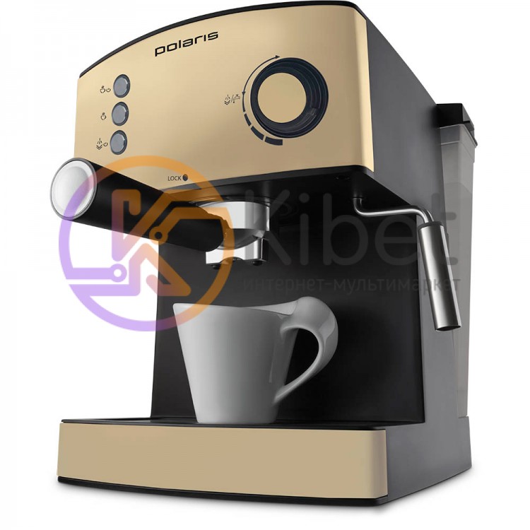 Кофеварка Polaris PCM 1527E Black Gold, 850W, эспрессо рожковая, управление меха