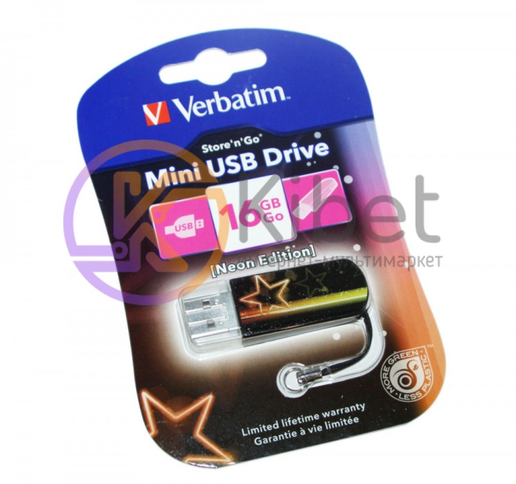 USB Флеш накопитель 16Gb Verbatim Store'N'Go Mini Neon Orange 49394