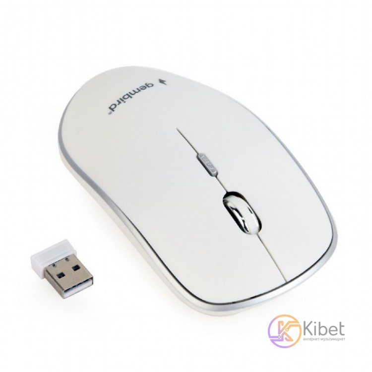 Мышь Gembird MUSW-4B-01 беспроводная, White, dpi:1600, USB, 2xAAА (MUSW-4B-01-W)