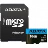 Карта памяти microSDHC, 16Gb, Class10 UHS-I, A-Data Premier, SD адаптер (AUSDH16