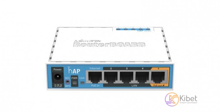 Роутер MikroTik RouterBOARD RB951Ui-2nD (hAP), White, WiFi (2.4GHz до 300 MB s),