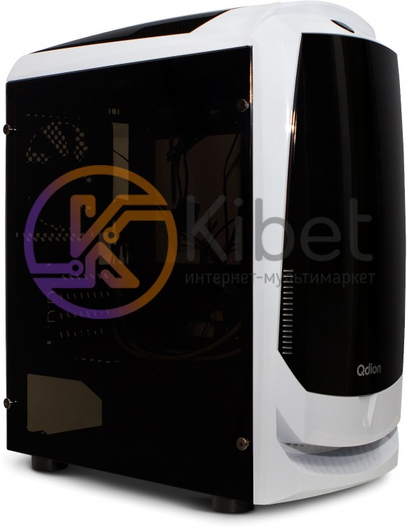 Корпус FSP Qdion QD-705WGM Black-White, без БП, ATX Micro ATX Mini ITX, 2 x