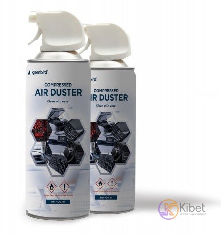 Воздух чистящий Gembird, для выдувания пыли, баллон, 400 мл (CK-CAD-FL400-01)