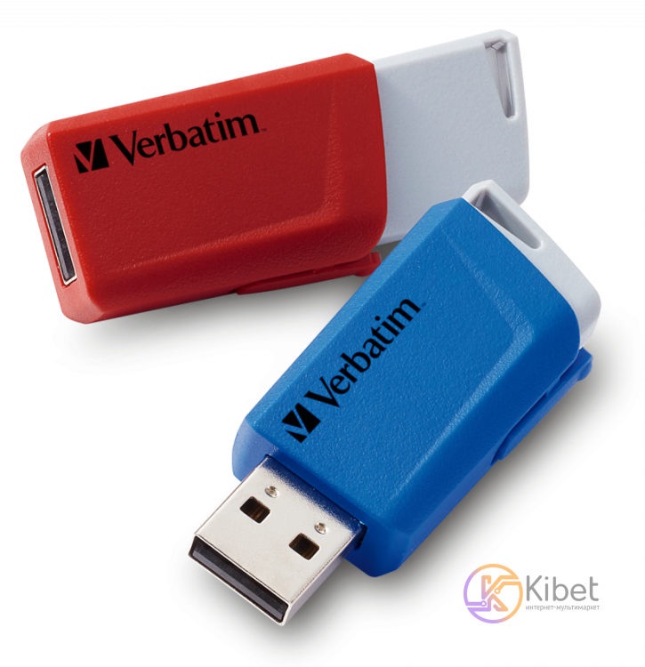 USB 3.2 Флеш накопитель 32Gb Verbatim Store‘n’Click, 2 шт, Red и Blue (49308)