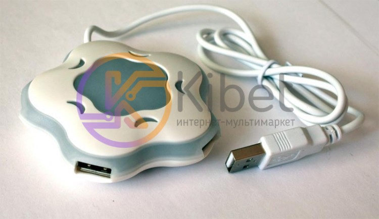 Концентратор USB 2.0 Passive T-T 4xUSB 2.0, 'цветок', 7 цветов подсветки