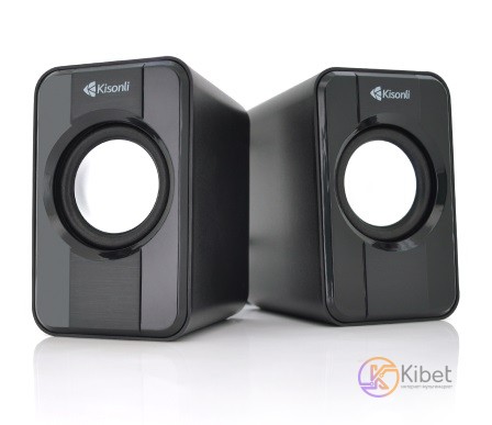 Колонки 2.0 Kisonli S-444 Black, 2 x 3 Вт, пластиковый корпус, USB + 3.5mm