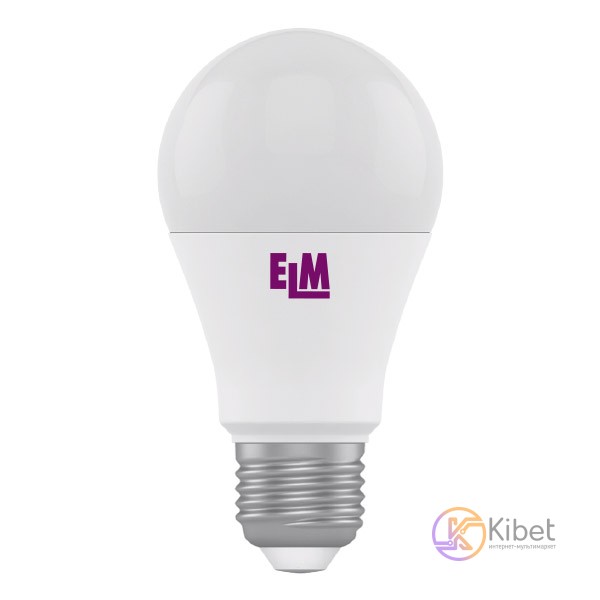 Лампа светодиодная E27, 12W, 3000K, B60, ELM, 950 lm, 220V (18-0062)
