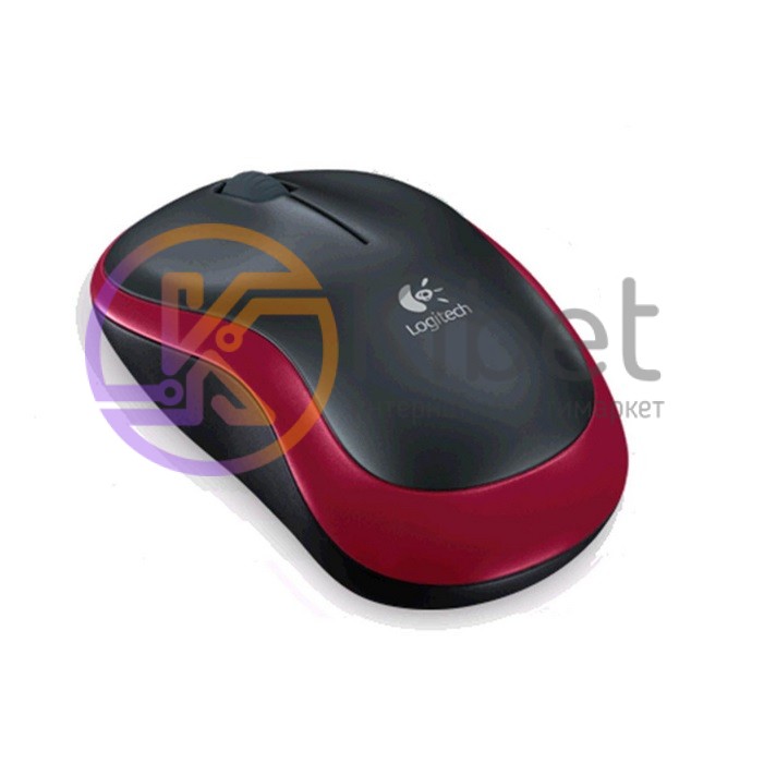 Мышь Logitech M185, Red Black, USB, беспроводная, оптическая, 1000 dpi, 3 кнопки