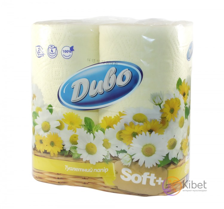 Туалетная бумага Диво, Желтая 4 рулона