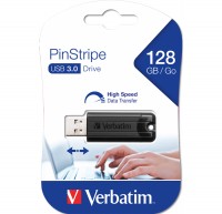 USB 3.0 Флеш накопитель 128Gb Verbatim Store'N'Go Pin Stripe, Black (49319)