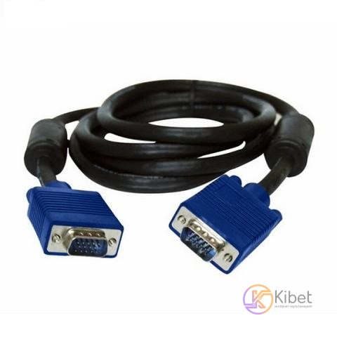 Кабель VGA - 1.5м CC-PPVGA HD15M HD15M VGA(3+5) 2ферита черный с синим DE-15Hd (