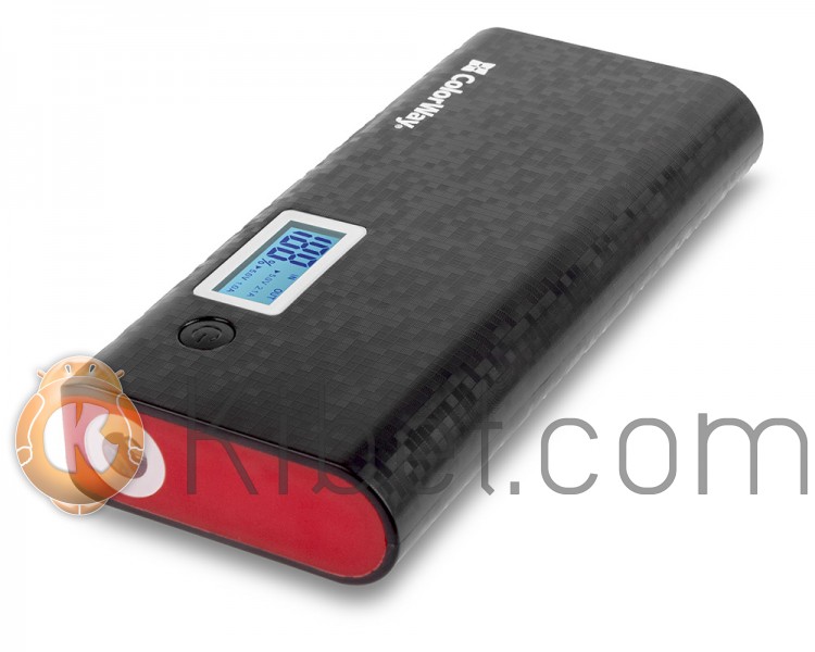 Универсальная мобильная батарея 10000 mAh, ColorWay, Black Red, 1xUSB 5V 2.1A, 1