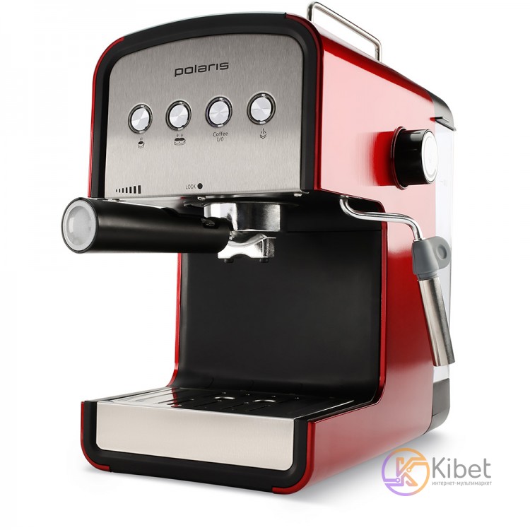Кофеварка Polaris PCM 1516E Black Red, 850W, эспрессо рожковая, управление кнопо