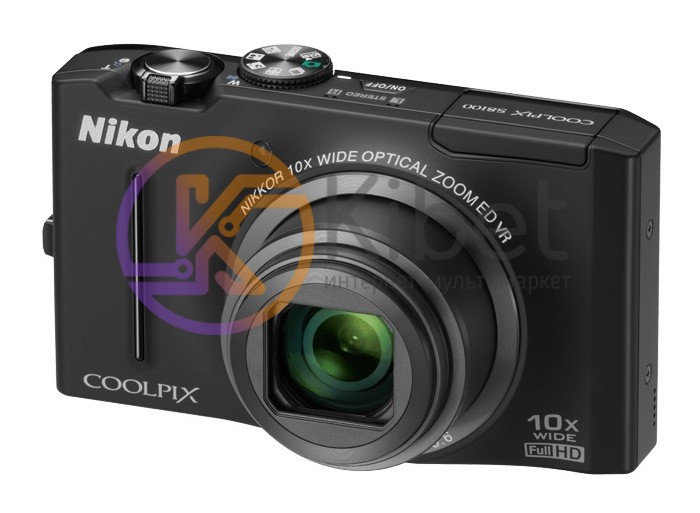 Фотоаппарат Nikon Coolpix S8100 Black, 1 2.3', 12.1Mpx, LCD 3', зум оптический 1