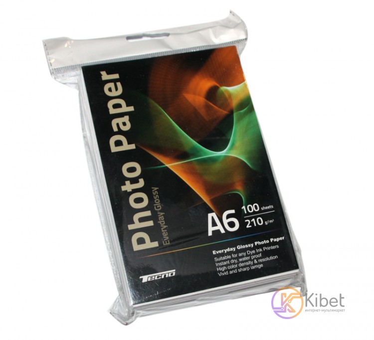 Фотобумага Tecno, глянцевая, A6 (10x15), 210 г м2, 100 л, Value pack