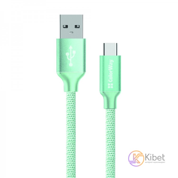 Кабель USB - USB Type-C 1 м ColorWay Mint (CW-CBUC003-MT)
