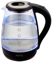 Чайник Mirta KT-1045B Black, 1500W, 2л, дисковый, стекло