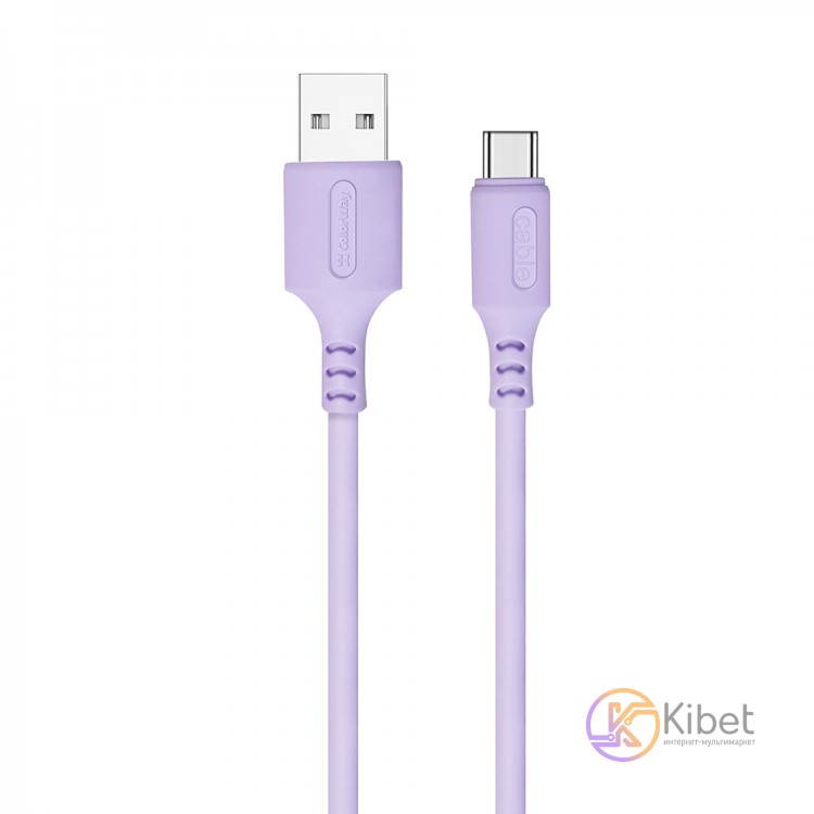 Кабель USB - USB Type-C 1 м ColorWay, Purple, 2.4A (CW-CBUC044-PU)