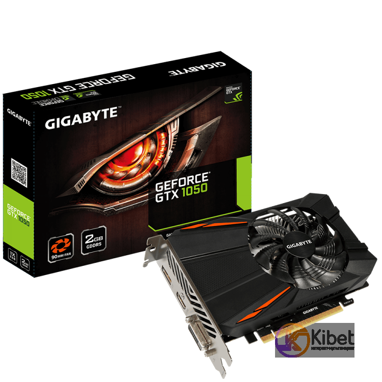 Видеокарта GeForce GTX1050, Gigabyte, 2Gb DDR5, 128-bit, DVI HDMI DP, 1493 7008