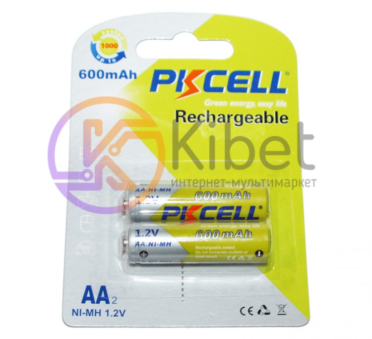 Аккумулятор AA, 600 mAh, PKCELL, 2 шт, 1.2V, Pre-Charged, Blister