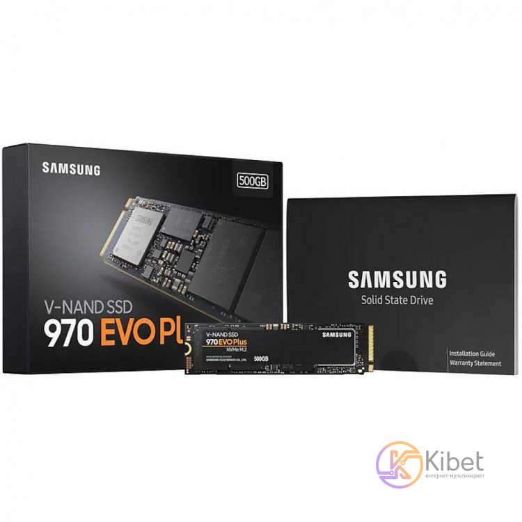 Твердотельный накопитель M.2 500Gb, Samsung 970 Evo Plus, PCI-E 3.0 x4, MLC 3-bi