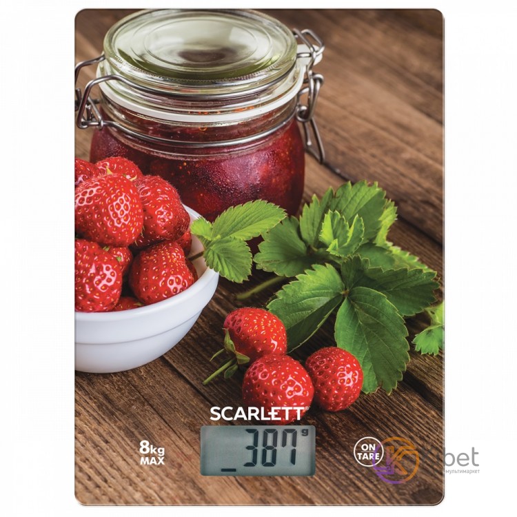 Весы кухонные Scarlett SC-KS57P61, стекло, максимальный вес 8кг, цена деления 1г